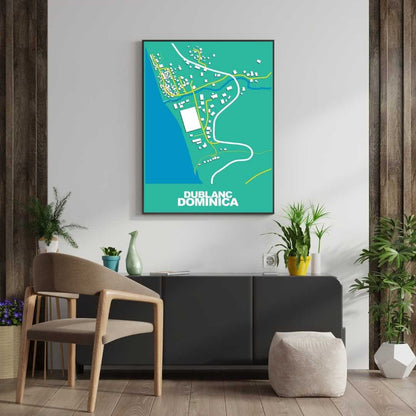 COLOURED ROAD MAP OF DUBLANC, DOMINICA BY MAPBAKES
