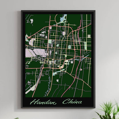 COLOURED ROAD MAP OF HANDAN, CHINA BY MAPBAKES