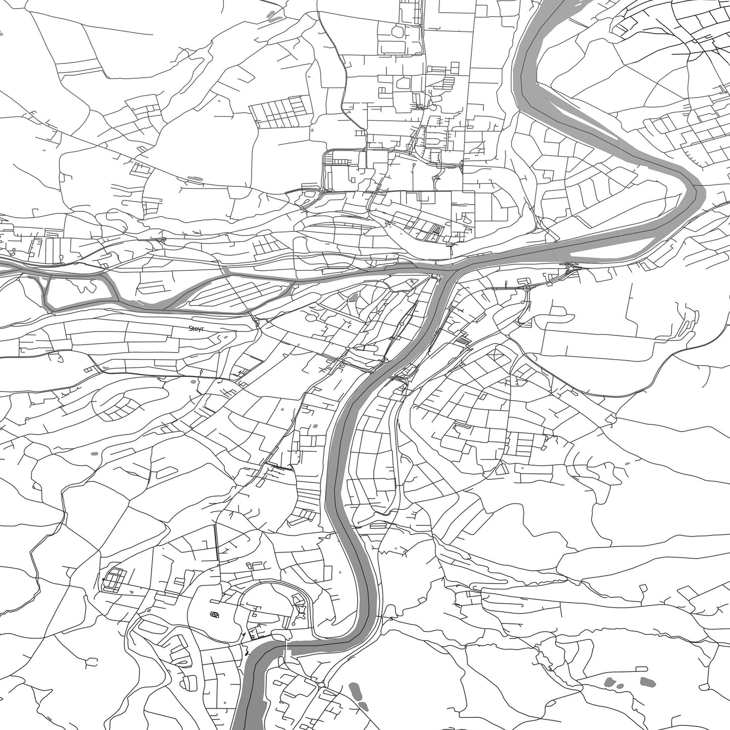 ROAD MAP OF STEYR, AUSTRIA BY MAPBAKES