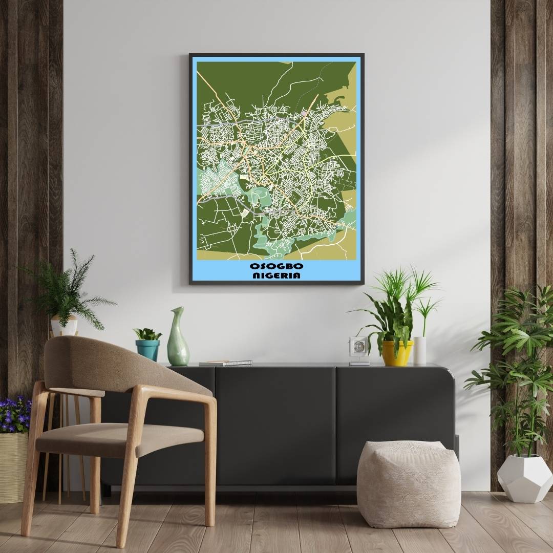 COLOURED ROAD MAP OF OSOGBO, NIGERIA BY MAPBAKES
