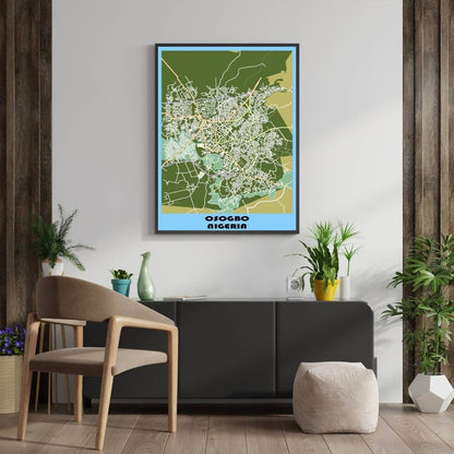 COLOURED ROAD MAP OF OSOGBO, NIGERIA BY MAPBAKES