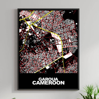 COLOURED ROAD MAP OF GAROUA, CAMEROON BY MAPBAKES