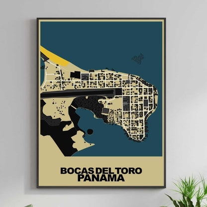 COLOURED ROAD MAP OF BOCAS DEL TORO, PANAMA BY MAPBAKES