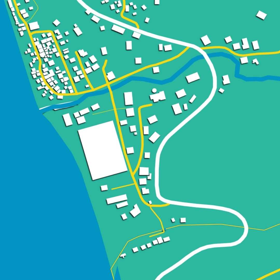 COLOURED ROAD MAP OF DUBLANC, DOMINICA BY MAPBAKES