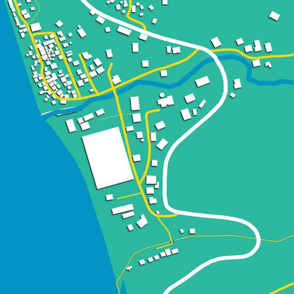 COLOURED ROAD MAP OF DUBLANC, DOMINICA BY MAPBAKES