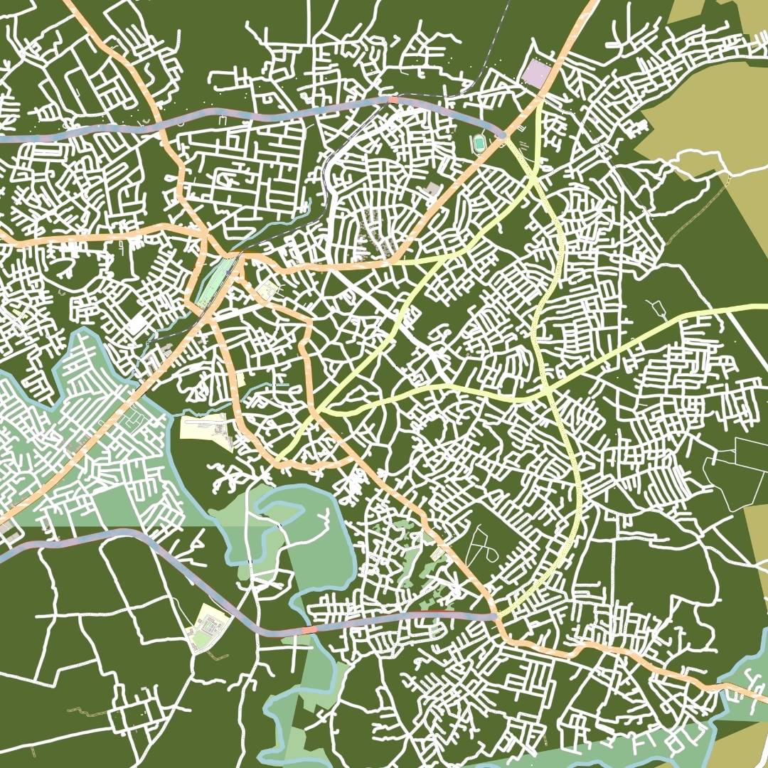 COLOURED ROAD MAP OF OSOGBO, NIGERIA BY MAPBAKES