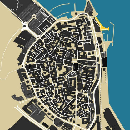 COLOURED ROAD MAP OF KOPER, SLOVENIA BY MAPBAKES