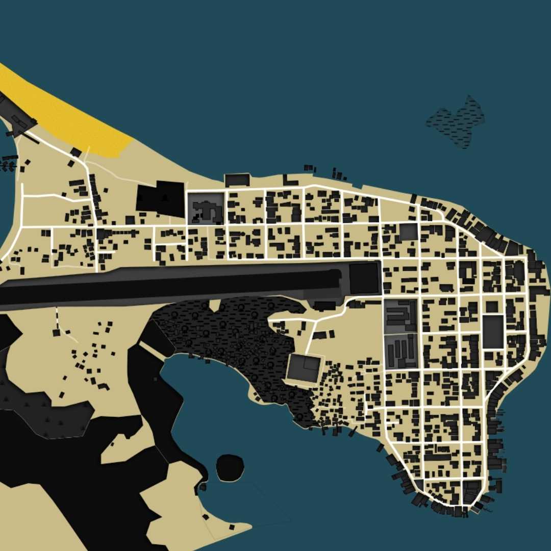 COLOURED ROAD MAP OF BOCAS DEL TORO, PANAMA BY MAPBAKES