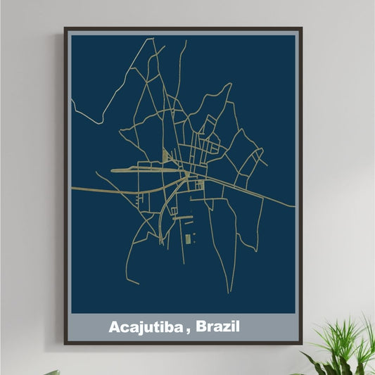COLOURED ROAD MAP OF ACAJUTIBA, BRAZIL BY MAPBAKES