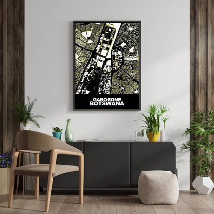 COLOURED ROAD MAP OF GABORONE, BOTSWANA BY MAPBAKES