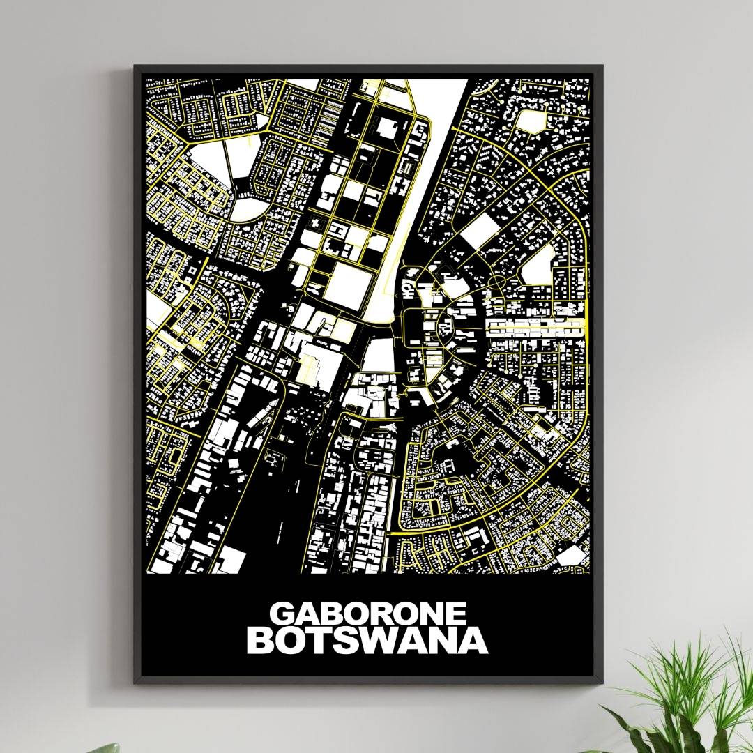 COLOURED ROAD MAP OF GABORONE, BOTSWANA BY MAPBAKES