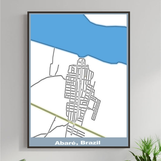 COLOURED ROAD MAP OF ABARE, BRAZIL BY MAPBAKES