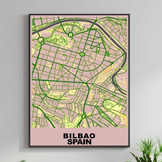 COLOURED ROAD MAP OF BILBAO, SPAIN BY MAPBAKES