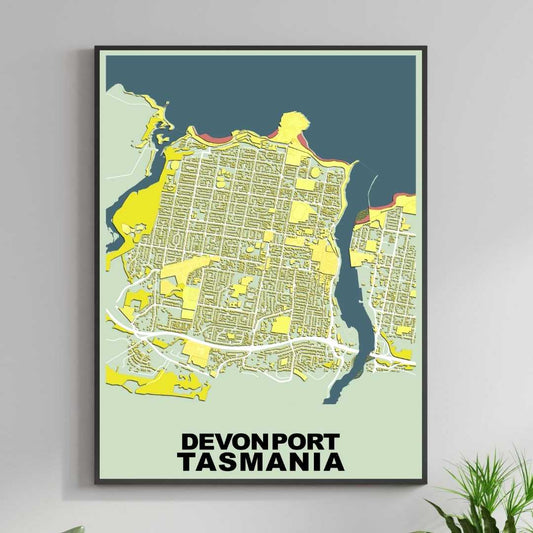 COLOURED ROAD MAP OF DEVONPORT, TASMANIA BY MAPBAKES