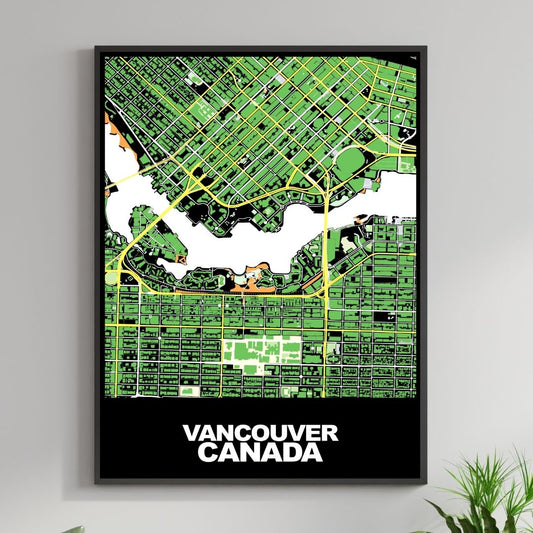 COLOURED ROAD MAP OF VANCOUVER, CANADA BY MAPBAKES