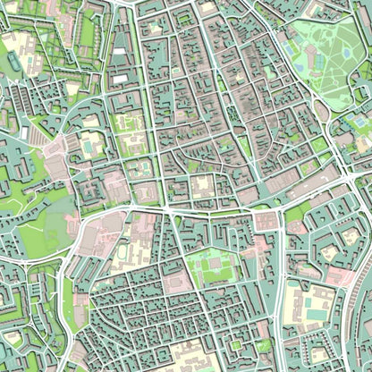 COLOURED ROAD MAP OF KOSICE, SLOVAKIA BY MAPBAKES