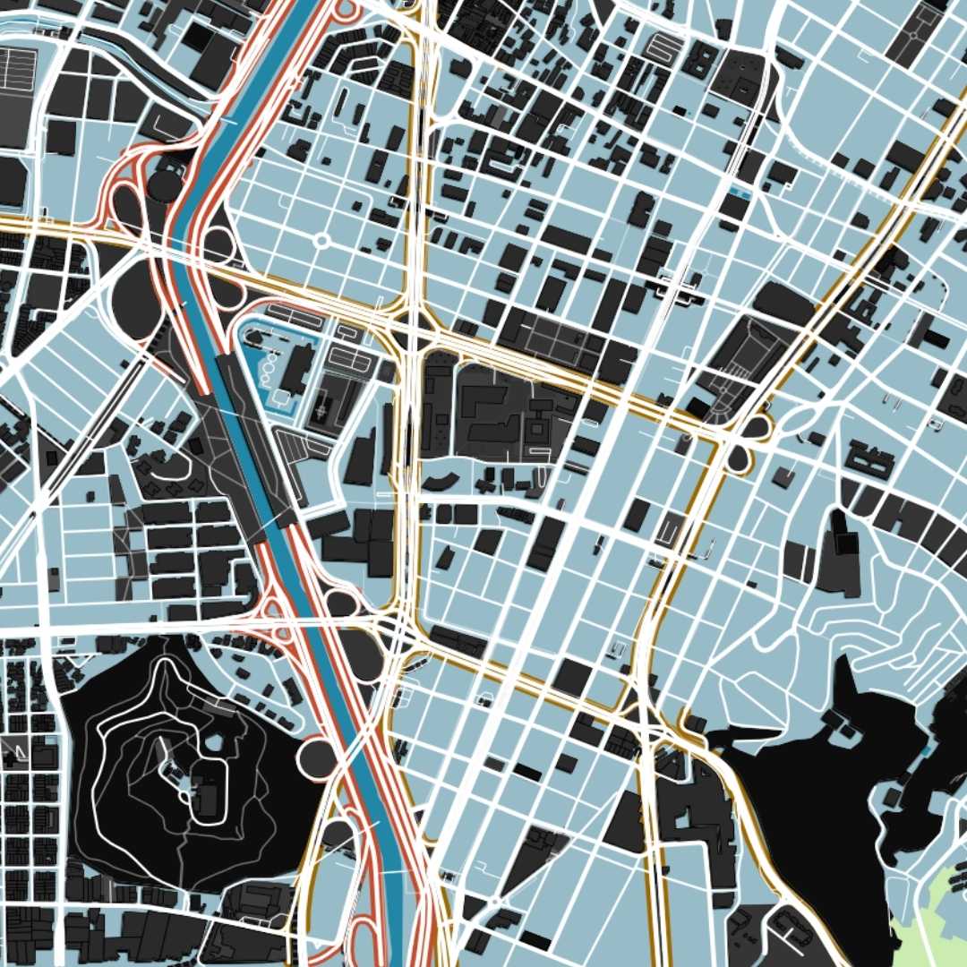 COLOURED ROAD MAP OF MEDELLIN, COLOMBIA BY MAPBAKES