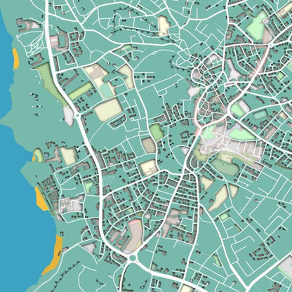 COLOURED ROAD MAP OF PAPHOS, CYPRUS BY MAPBAKES