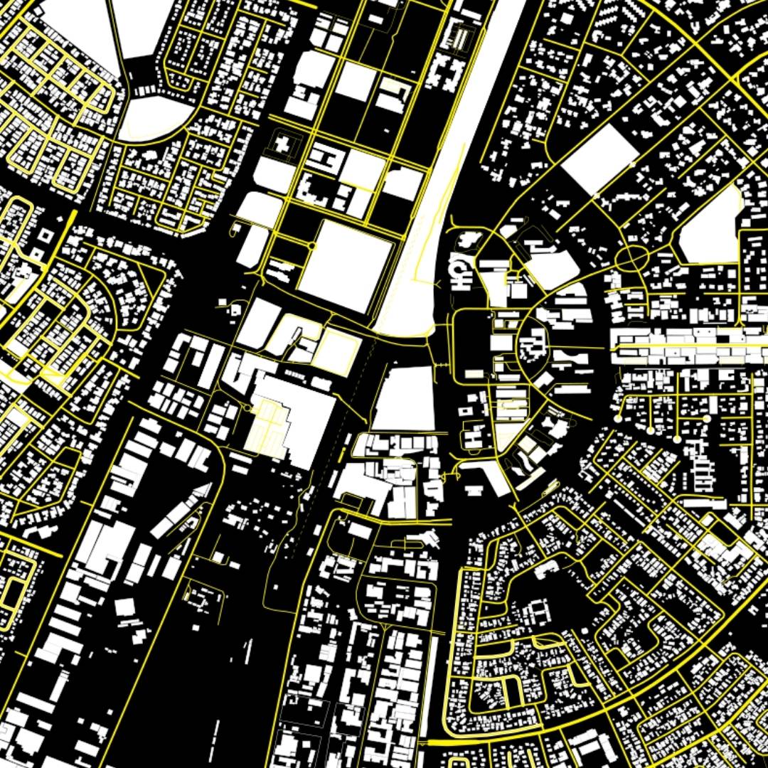 COLOURED ROAD MAP OF GABORONE, BOTSWANA BY MAPBAKES
