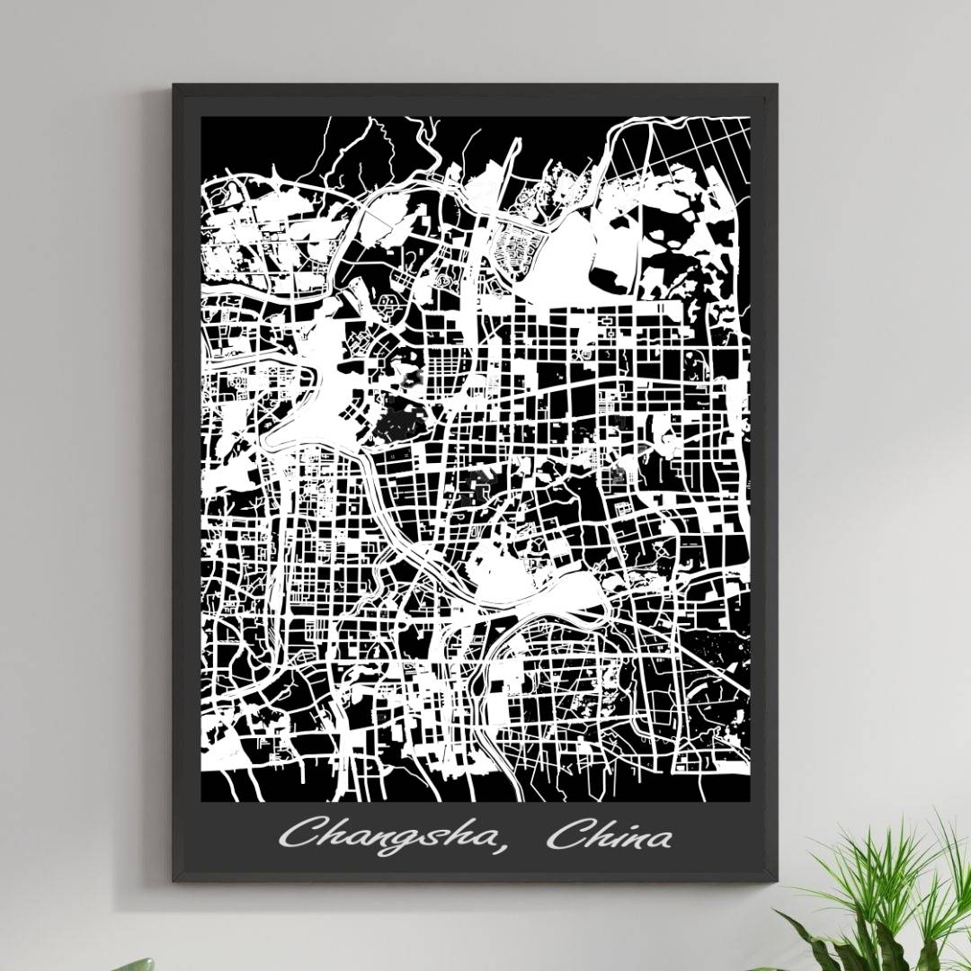 COLOURED ROAD MAP OF CHANGSHA, CHINA BY MAPBAKES