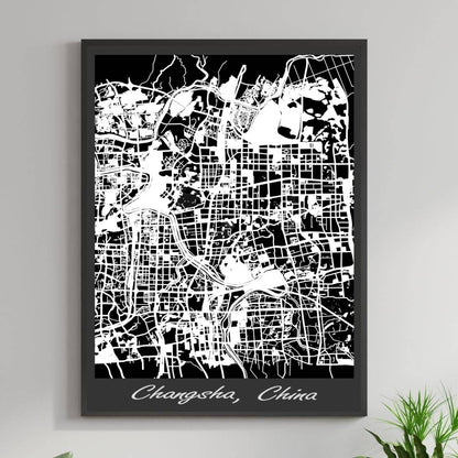 COLOURED ROAD MAP OF CHANGSHA, CHINA BY MAPBAKES