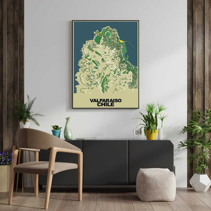 COLOURED ROAD MAP OF VALPARAISO, CHILE BY MAPBAKES