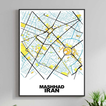 COLOURED ROAD MAP OF MASHHAD, IRAN BY MAPBAKES