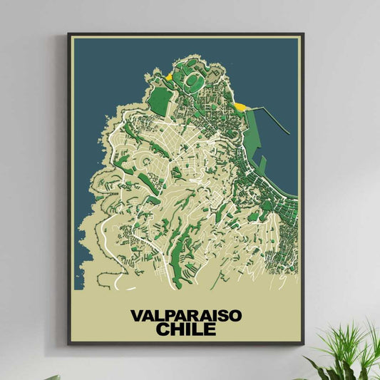 COLOURED ROAD MAP OF VALPARAISO, CHILE BY MAPBAKES