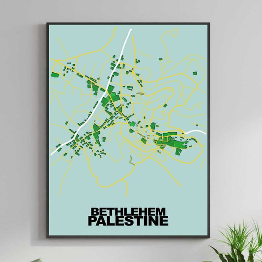 COLOURED ROAD MAP OF BETHLEHEM, PALESTINE BY MAPBAKES