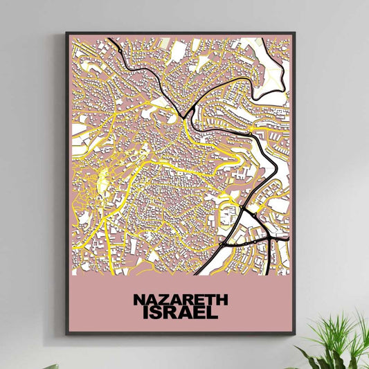 COLOURED ROAD MAP OF NAZARETH, ISRAEL BY MAPBAKES