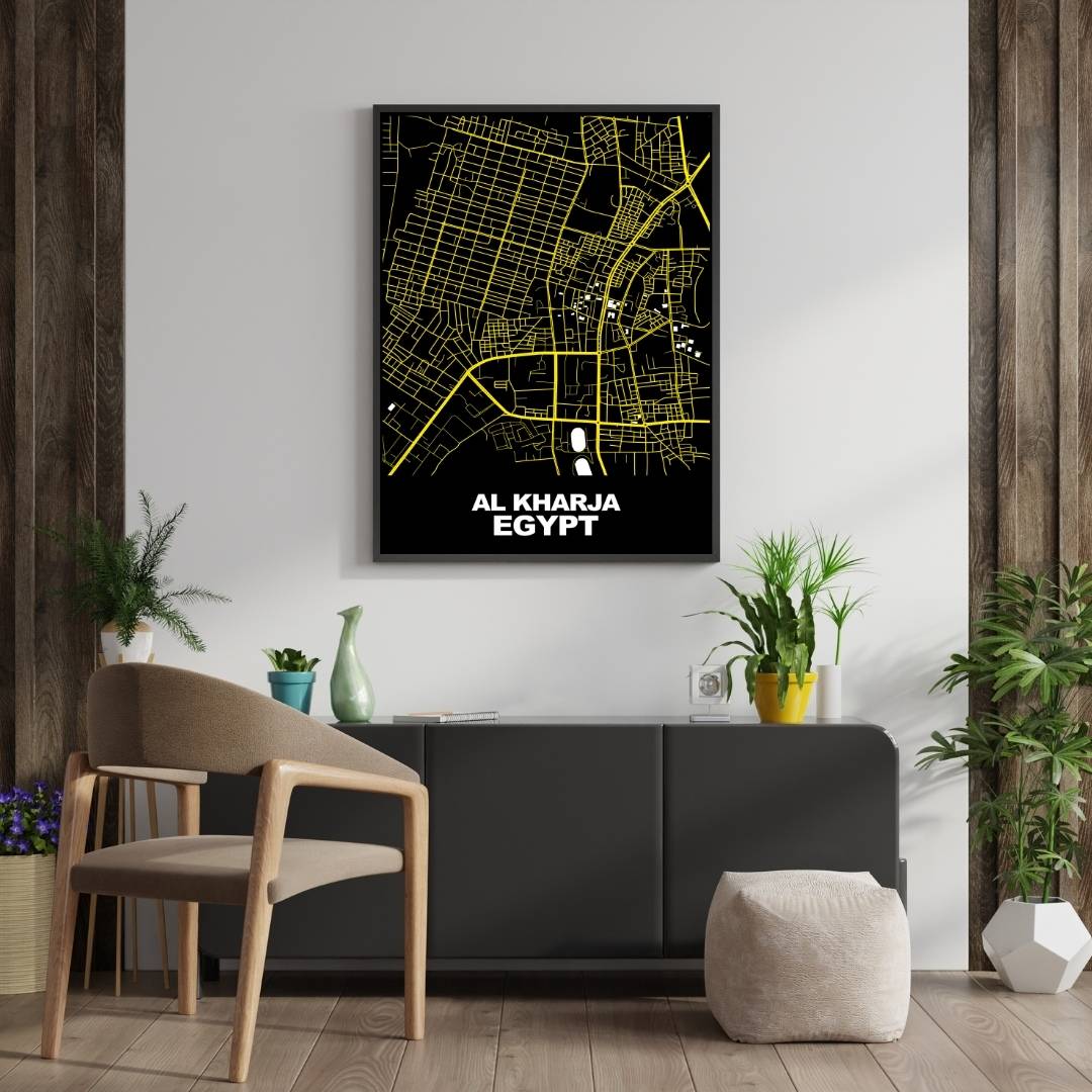 COLOURED ROAD MAP OF AL KHARJA, EGYPT BY MAPBAKES
