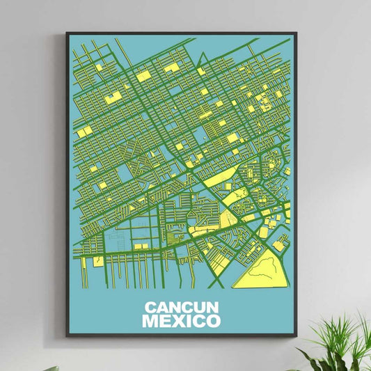 COLOURED ROAD MAP OF CANCUN, MEXICO BY MAPBAKES