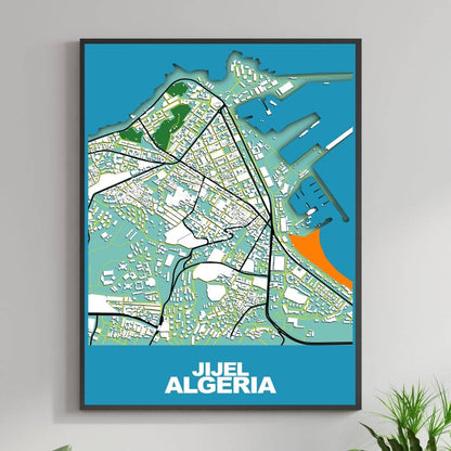 COLOURED ROAD MAP OF JIJEL, ALGERIA BY MAPBAKES