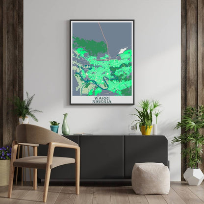 COLOURED ROAD MAP OF WARRI, NIGERIA BY MAPBAKES
