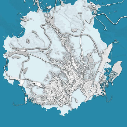 COLOURED ROAD MAP OF PRAIA, CAPE VERDE BY MAPBAKES