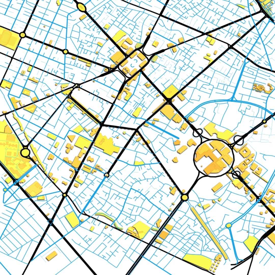 COLOURED ROAD MAP OF MASHHAD, IRAN BY MAPBAKES