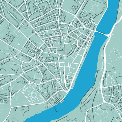 COLOURED ROAD MAP OF WATERFORD, IRELAND BY MAPBAKES