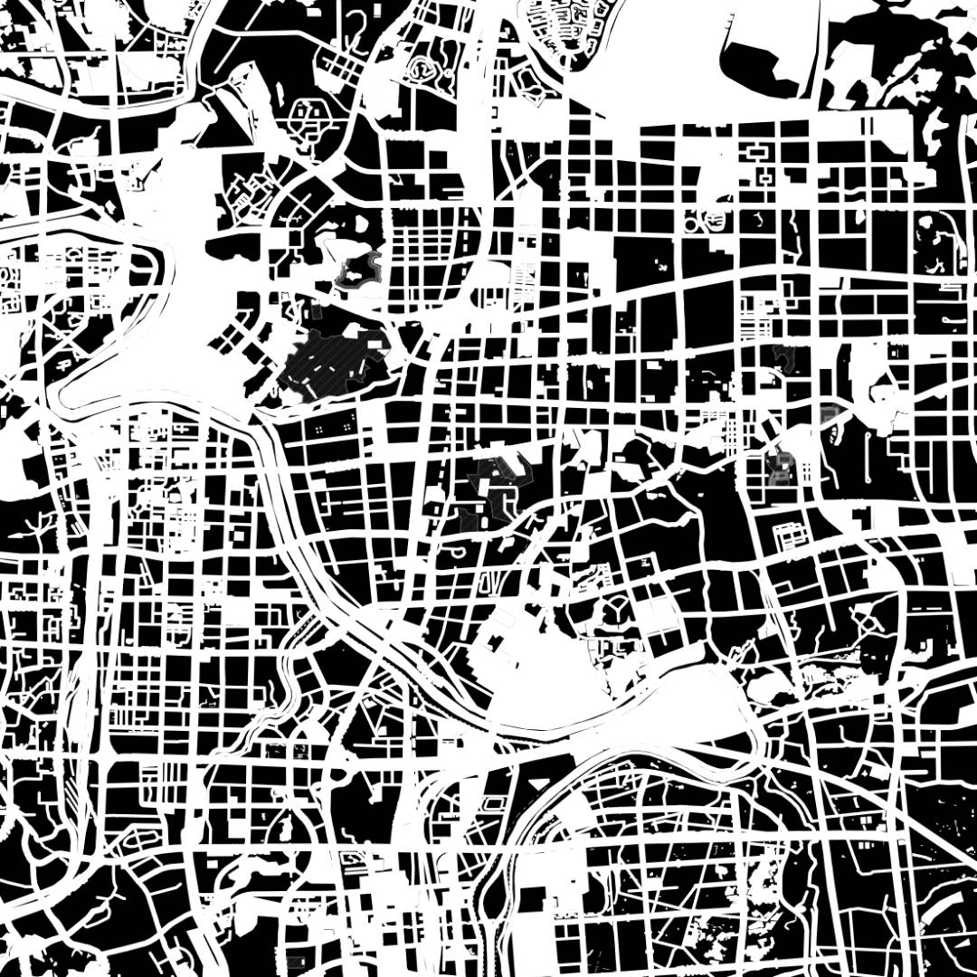 COLOURED ROAD MAP OF CHANGSHA, CHINA BY MAPBAKES