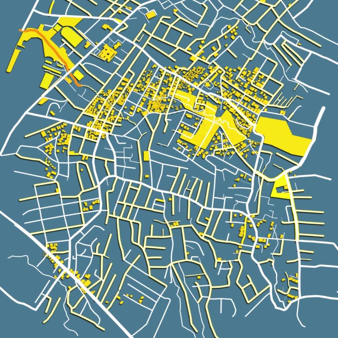 COLOURED ROAD MAP OF DELMAS, HAITI BY MAPBAKES