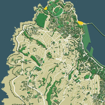 COLOURED ROAD MAP OF VALPARAISO, CHILE BY MAPBAKES