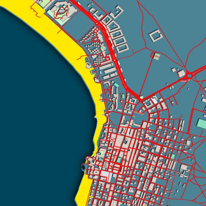COLOURED ROAD MAP OF SANTA MARIA, CAPE VERDE BY MAPBAKES