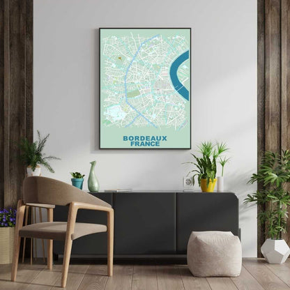 COLOURED ROAD MAP OF BORDEAUX, FRANCE BY MAPBAKES