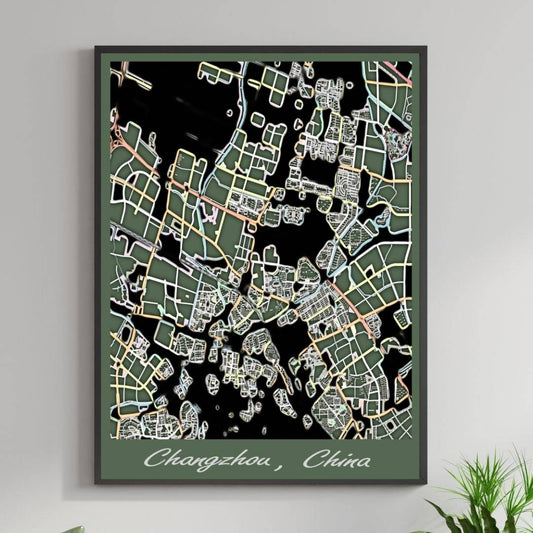 COLOURED ROAD MAP OF CHANGZHOU, CHINA BY MAPBAKES