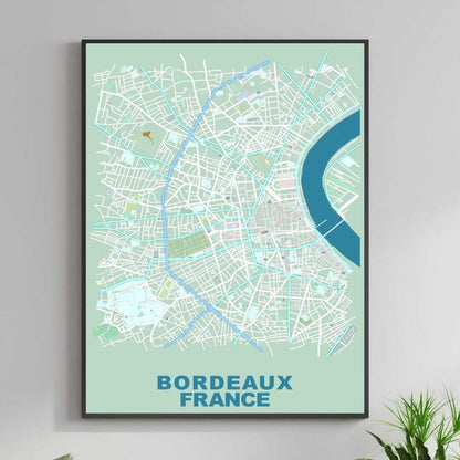 COLOURED ROAD MAP OF BORDEAUX, FRANCE BY MAPBAKES