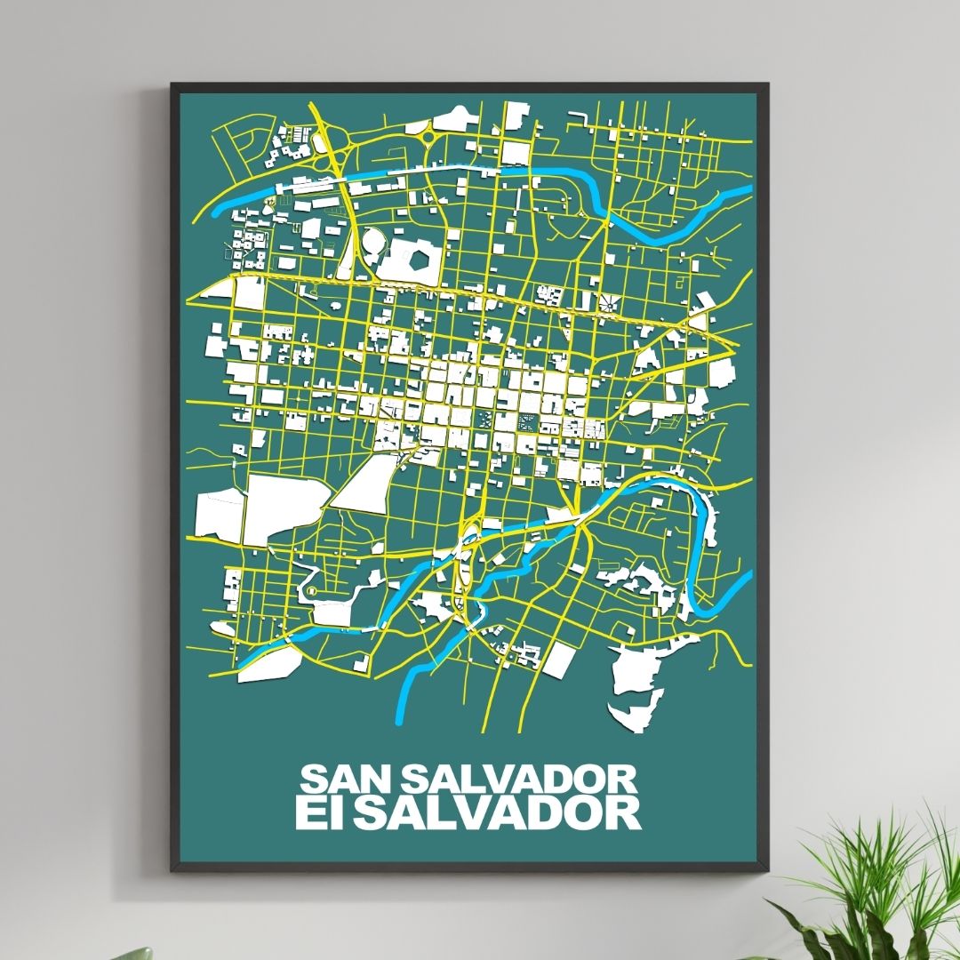 COLOURED ROAD MAP OF SAN SALVADOR, EL SALVADOR BY MAPBAKES