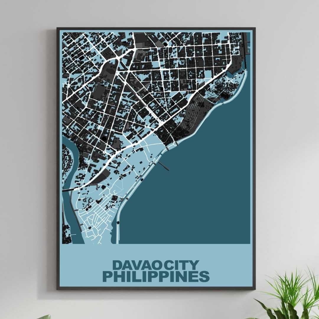 COLOURED ROAD MAP OF DAVAO, PHILIPPINES BY MAPBAKES