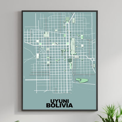 COLOURED ROAD MAP OF UYUNI, BOLIVIA BY MAPBAKES
