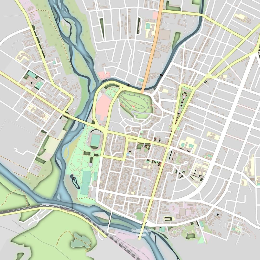COLOURED ROAD MAP OF GORI, GEORGIA BY MAPBAKES
