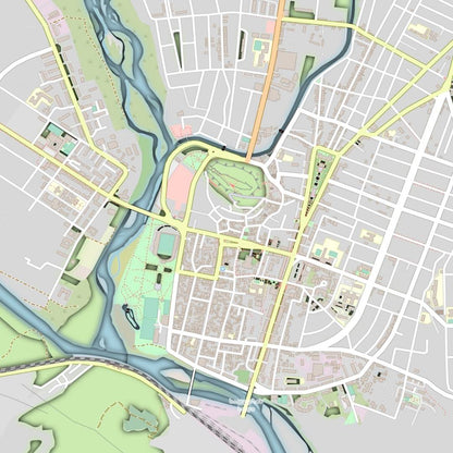 COLOURED ROAD MAP OF GORI, GEORGIA BY MAPBAKES