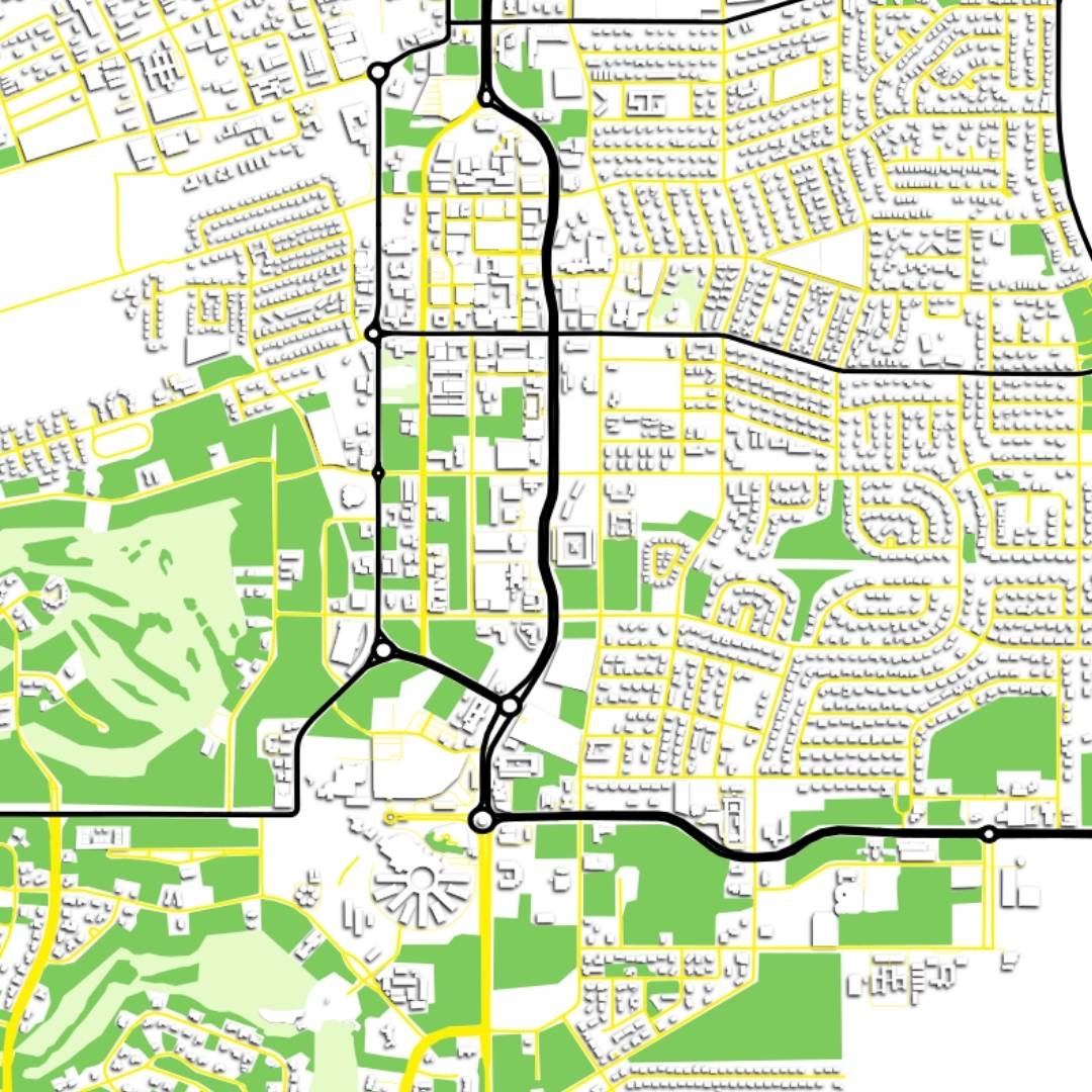 COLOURED ROAD MAP OF FREEPORT, BAHAMAS BY MAPBAKES